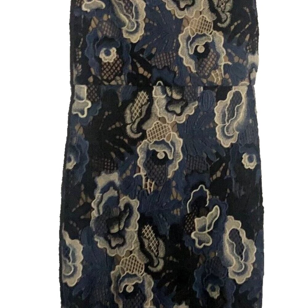 BCBG Max Azira Crochet Dress Multi-Colored Blue Beige & Black Women's Size 6